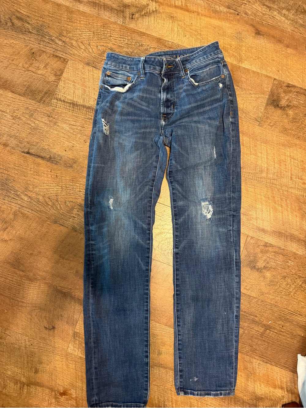 American Eagle Outfitters Men's Distressed Dark Blue Slim Straight Jeans 29 x 32